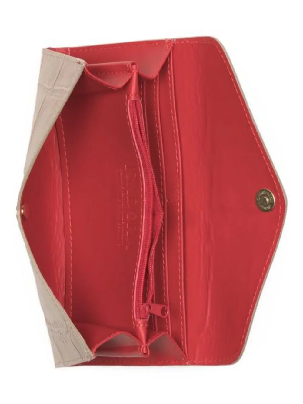 ISADORA Made In Italy Leather Crocodile Red Lining Envelope Flap Wallet